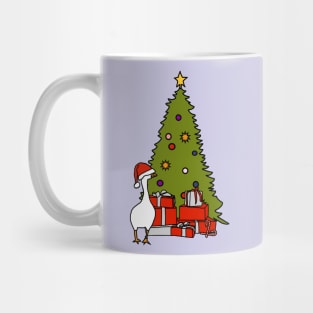 Goose with Stolen Santa Hat by Christmas Tree Mug